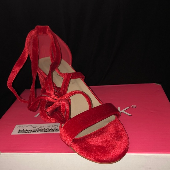 Red Open Toe Slingbacks - Picture 2 of 4